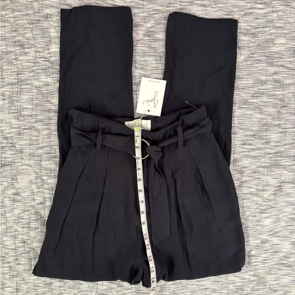 Joie Ianna Pleated Ankle Straight Leg Belted Women Pants In Caviar Sz 2 NWT - - Picture 13 of 15